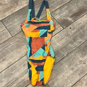 Prana Multicolor Geometric One Piece Swimsuit